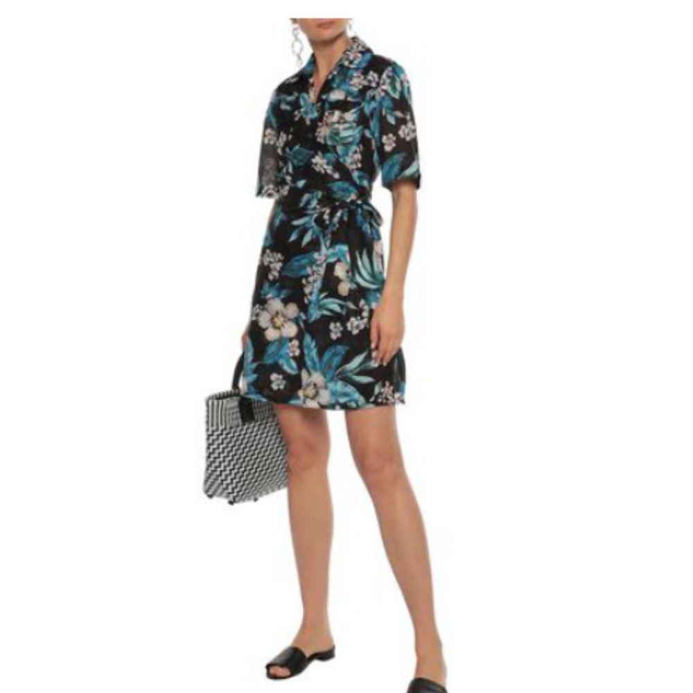 NWT DVF West tropical wrap dress L